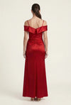 Load image into Gallery viewer, LAF3130 Wholesale Off-Shoulder Sweetheart Neckline Satin Evening Gown with Thigh-High Slit