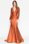 Load image into Gallery viewer, La Merchandise LAA381 Long Sleeve Bodycon Stretchy Mermaid MOB Gown - Burnt Orange - LA Merchandise