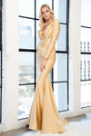 Load image into Gallery viewer, La Merchandise LAA381 Long Sleeve Bodycon Stretchy Mermaid MOB Gown - Champagne - LA Merchandise