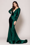 Load image into Gallery viewer, La Merchandise LAA381 Long Sleeve Bodycon Stretchy Mermaid MOB Gown - Emerald Green - LA Merchandise