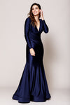 Load image into Gallery viewer, La Merchandise LAA381 Long Sleeve Bodycon Stretchy Mermaid MOB Gown - Navy Blue - LA Merchandise