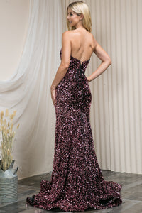 LA Merchandise LAA392 Strapless Sequin Special Occasion Formal Gown
