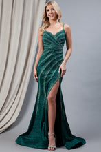 Load image into Gallery viewer, Spaghetti Strap Glittery High Slit Long Dress - LAA397