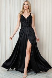 LA Merchandise LAA6120 Fancy Special Occasion Formal Evening Dress - BLACK - LA Merchandise