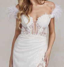 Load image into Gallery viewer, Off The Shoulder Feather Dress - LAXS1229