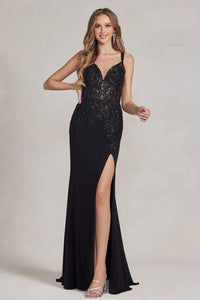 Prom Formal Evening Gown - LAXH1090 - BLACK - LA Merchandise