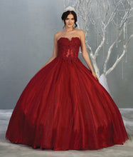 Load image into Gallery viewer, Strapless Quinceanera Ball Gown - LA141 - BURGUNDY - LA Merchandise