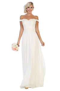 Off shoulder Ivory Bridal Dress - LA1644B - Ivory - LA Merchandise