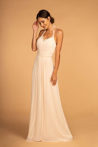 Long Bridesmaids Classy Dress - LAS2606 - CHAMPAGNE - LA Merchandise