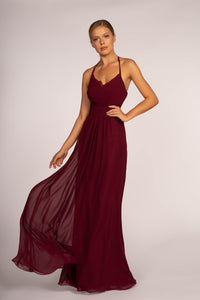 Long Bridesmaids Classy Dress - LAS2606 - WINE - LA Merchandise