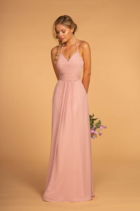 Long Bridesmaids Classy Dress - LAS2606 - DUSTY ROSE - LA Merchandise
