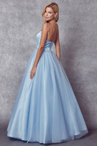 LA Merchandise LAT265 Strapless A-line Pageant Formal Prom Ball Gown