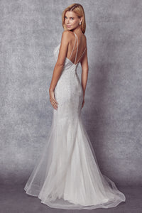LA Merchandise LAT271B White Mermaid Bridal Formal Gown