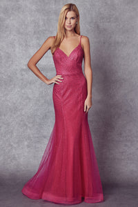 LA Merchandise LAT271 Shiny Prom Mermaid Formal Special Occasion Gown