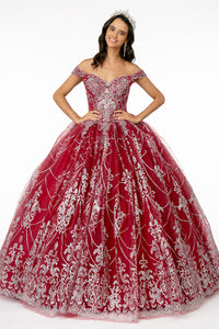 Princess Ball Gown - LAS2910 - BURGUNDY - LA Merchandise