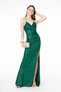 Sequined Formal Dress - LAS2918 - GREEN - LA Merchandise