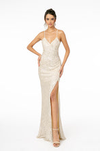Load image into Gallery viewer, Sequined Formal Dress - LAS2918 - CHAMPAGNE - LA Merchandise