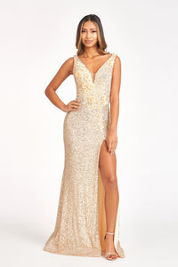 Sequin Mermaid Dress - LAS3056 - GOLD - LA Merchandise