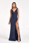 Load image into Gallery viewer, La Merchandise LAS3056 Long Sequin Floral Mermaid Formal Dress - NAVY BLUE - LA Merchandise