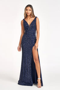 Sequin Mermaid Dress - LAS3056 - NAVY BLUE - LA Merchandise