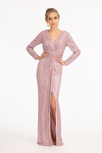 Mermaid Dress w/ Long Sleeves - LAS3063 - MAUVE - LA Merchandise