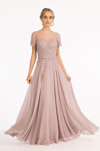 Short Sleeve Mother Of The Bride Gown - LAS3067 - MAUVE - LA Merchandise