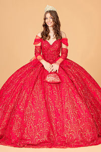 Mesh Quinceanera Dress - LAS3073 - RED - LA Merchandise