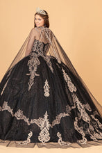 Load image into Gallery viewer, Quinceanera Gown w/ Long Mesh Cape - LAS3078