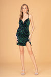 Load image into Gallery viewer, Sequin Bodycon Short Dress - LAS3084 - EMERALD GREEN - LAS