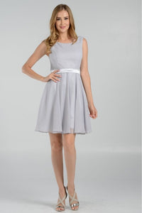 La Merchandise LAY7290 Sleeveless short chiffon bridesmaid Party dress - Silver - LA Merchandise