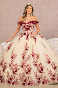LA Merchandise LAS3105 3D Floral Applique Quince Dress