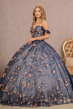 Load image into Gallery viewer, LA Merchandise LAS3106 Glitter Off Shoulder Floral Quince Gown