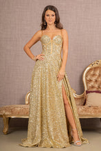 Load image into Gallery viewer, LA Merchandise LAS3132 Sequin Corset A-Line Dress with Slit