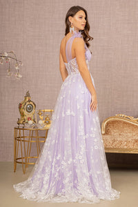 La Merchandise LAS3134 A-line Sheer Gown W/ Flower Applique