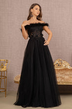 Load image into Gallery viewer, La Merchandise LAS3138 Feather A-line Embroidered Gown