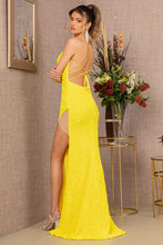 Load image into Gallery viewer, LA Merchandise LAS3144 Sequined Yellow Prom Gown