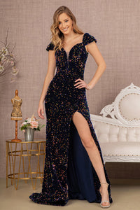 LA Merchandise LAS3148 Sequin Off Shoulder Prom Gown