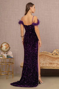 LA Merchandise LAS3149 Cold Shoulder Velvet Evening Gown
