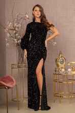 Load image into Gallery viewer, LA Merchandise LAS3159 Bishop Sleeve One Shoulder Sequin Formal Gown