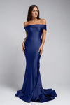Load image into Gallery viewer, La Merchandise LAA373 Off the Shoulder Wholesale Bodycon Long Bridesmaids Dress - NAVY BLUE - LA Merchandise