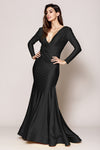 Load image into Gallery viewer, La Merchandise LAA381 Long Sleeve Bodycon Stretchy Mermaid MOB Gown - Black - LA Merchandise