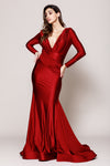 Load image into Gallery viewer, La Merchandise LAA381 Long Sleeve Bodycon Stretchy Mermaid MOB Gown - Burgundy - LA Merchandise