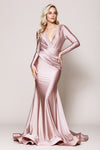 Load image into Gallery viewer, La Merchandise LAA381 Long Sleeve Bodycon Stretchy Mermaid MOB Gown - Dusty Rose - LA Merchandise