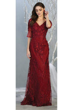 Load image into Gallery viewer, 3/4 Sleeve Mother Of The Bride Formal Gown - LA7873 - BURGUNDY - LA Merchandise
