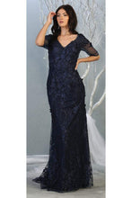 Load image into Gallery viewer, 3/4 Sleeve Mother Of The Bride Formal Gown - LA7873 - NAVY BLUE - LA Merchandise