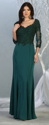 Load image into Gallery viewer, La Merchandise LA1811 3/4 Long Sleeve Mother Of The Bride Formal Dress - HUNTER GREEN - LA Merchandise