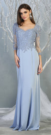 Load image into Gallery viewer, La Merchandise LA1811 3/4 Long Sleeve Mother Of The Bride Formal Dress - PERRY BLUE - LA Merchandise