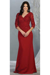 Load image into Gallery viewer, La Merchandise LA1783 3/4 Sleeve Mother Of the Bride Long Evening Gown - BURGUNDY - LA Merchandise