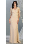 Load image into Gallery viewer, La Merchandise LA1783 3/4 Sleeve Mother Of the Bride Long Evening Gown - CHAMPAGNE - LA Merchandise