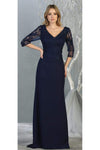 Load image into Gallery viewer, La Merchandise LA1783 3/4 Sleeve Mother Of the Bride Long Evening Gown - NAVY BLUE M - LA Merchandise